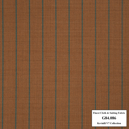 G84.086 Kevinlli V7 - Vải Suit 80% Wool - Nâu họa tiết sọc